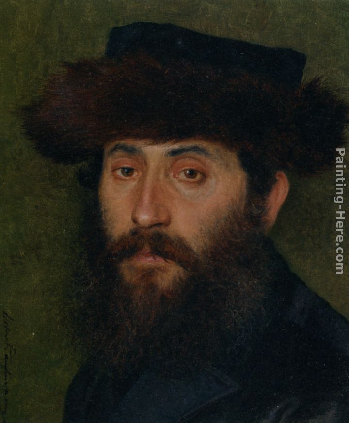 Portrait of a Man with Streimel painting - Isidor Kaufmann Portrait of a Man with Streimel art painting